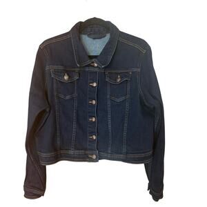 labelBe dark wash denim jean womens cropped jacket SIZE 14